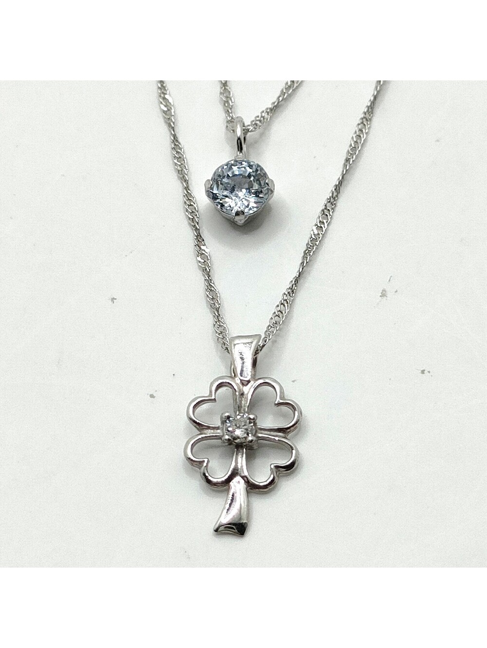 Jewelry Necklace Sapphire 0.18ct White Gold 4530341